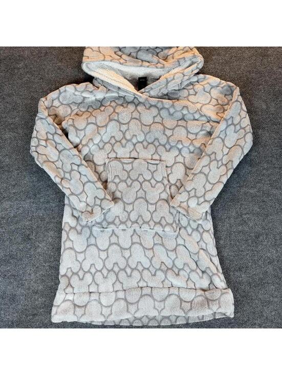 Disney Tops - Disney Cozy Faux Fur Hooded Pullover Long Sweatshirt Medium - Mickey Mouse Print